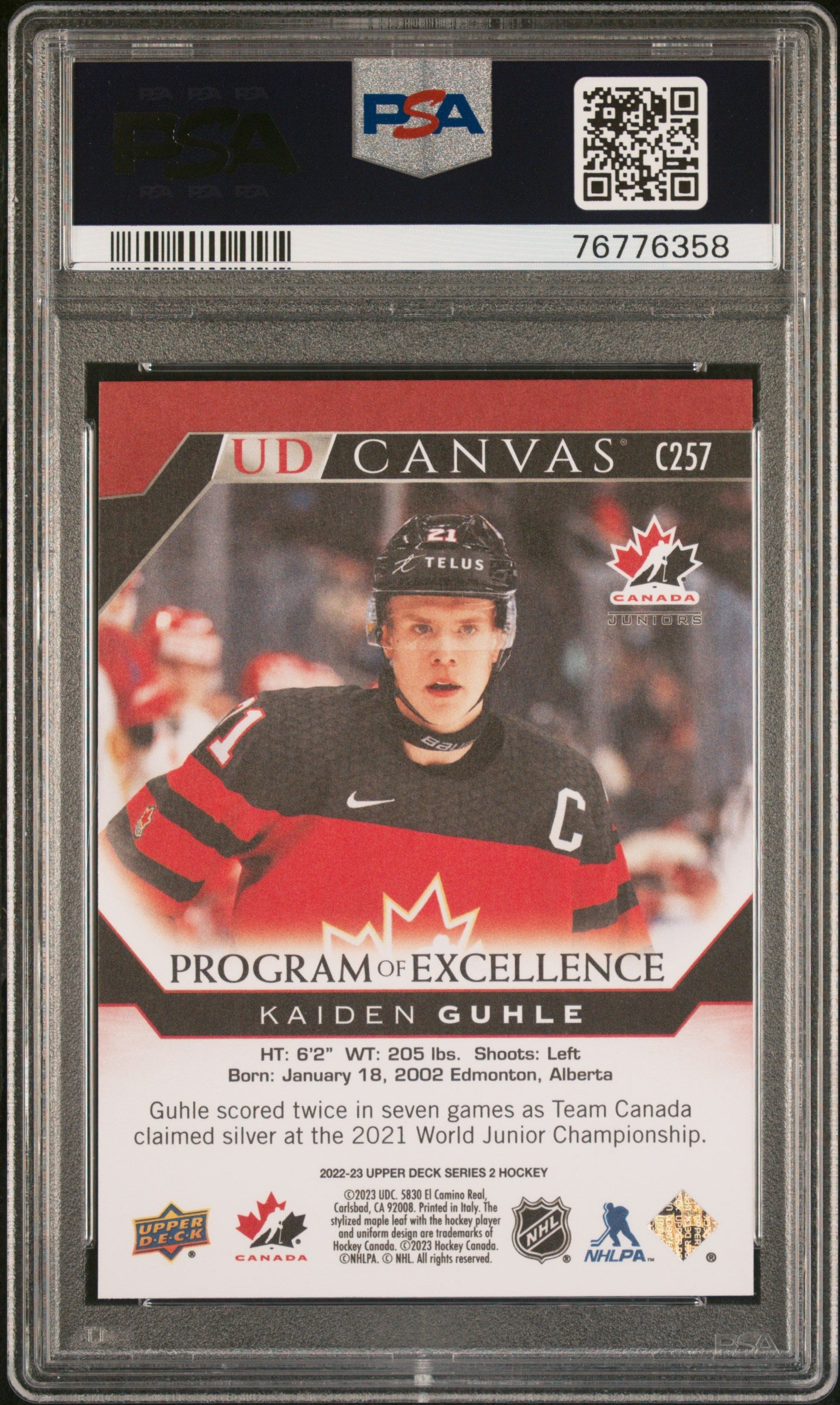 2022 Upper Deck Ud Canvas #C257 Kaiden Guhle Ud Canvas PSA 10