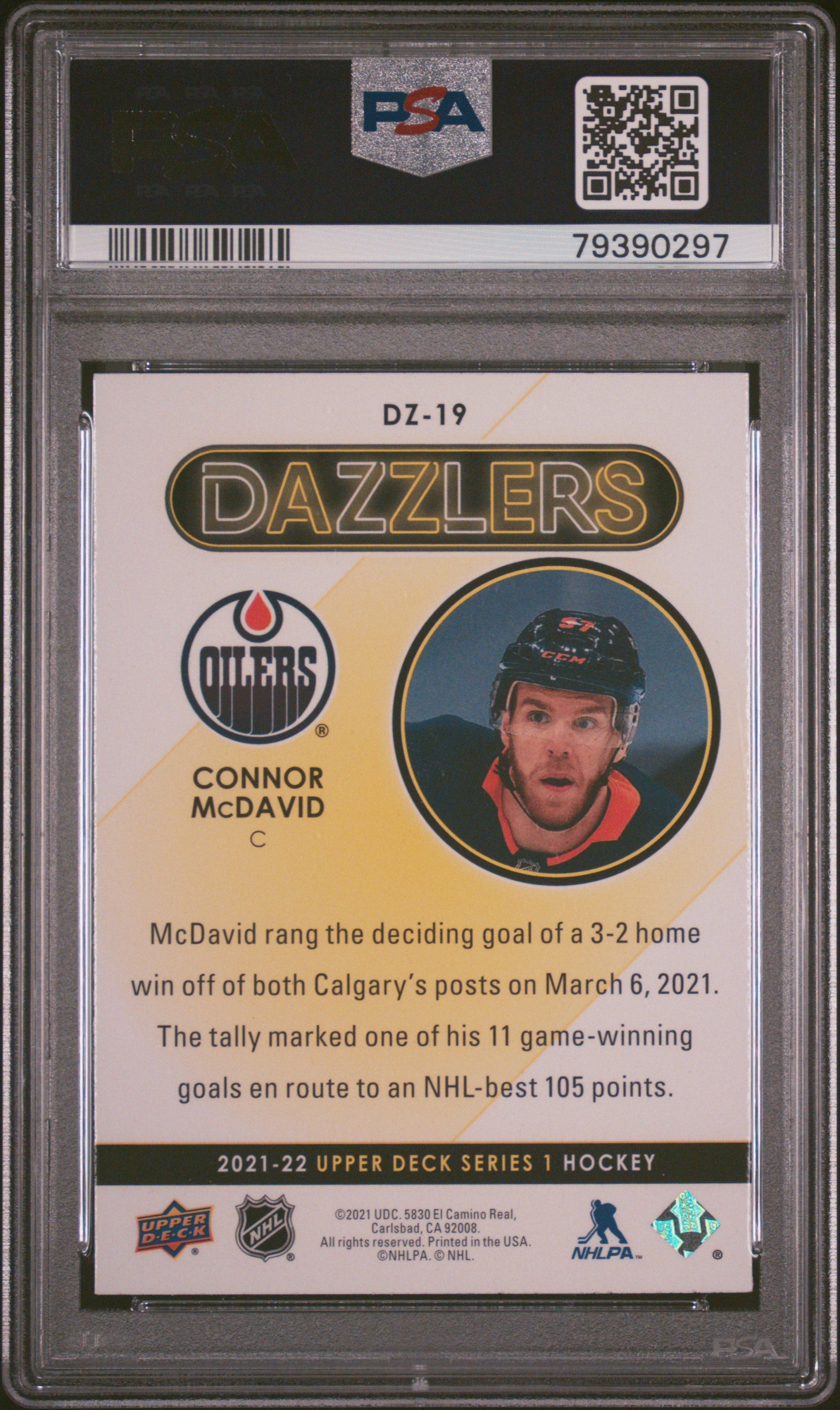 2021-2022 Upper Deck Dazzlers #DZ19 Connor Mcdavid Dazzlers PSA 10