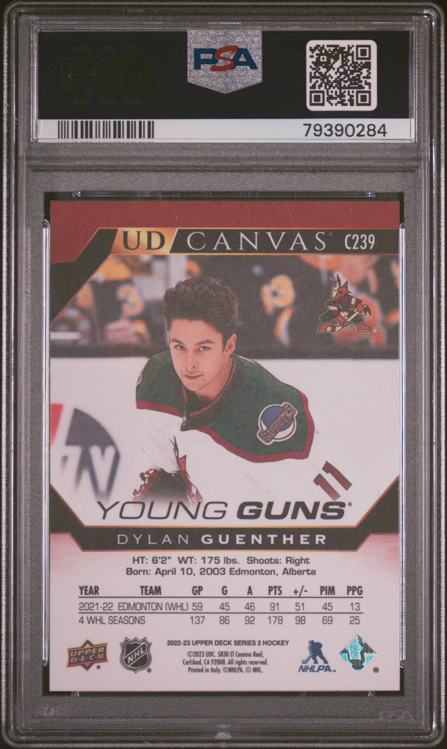 2022 Upper Deck Ud Canvas #C239 Dylan Guenther Ud Canvas PSA 10