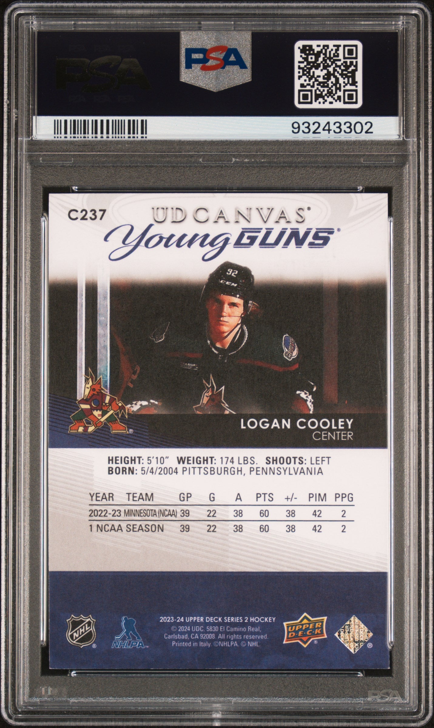 2023 Upper Deck Ud Canvas #C237 Logan Cooley PSA 8