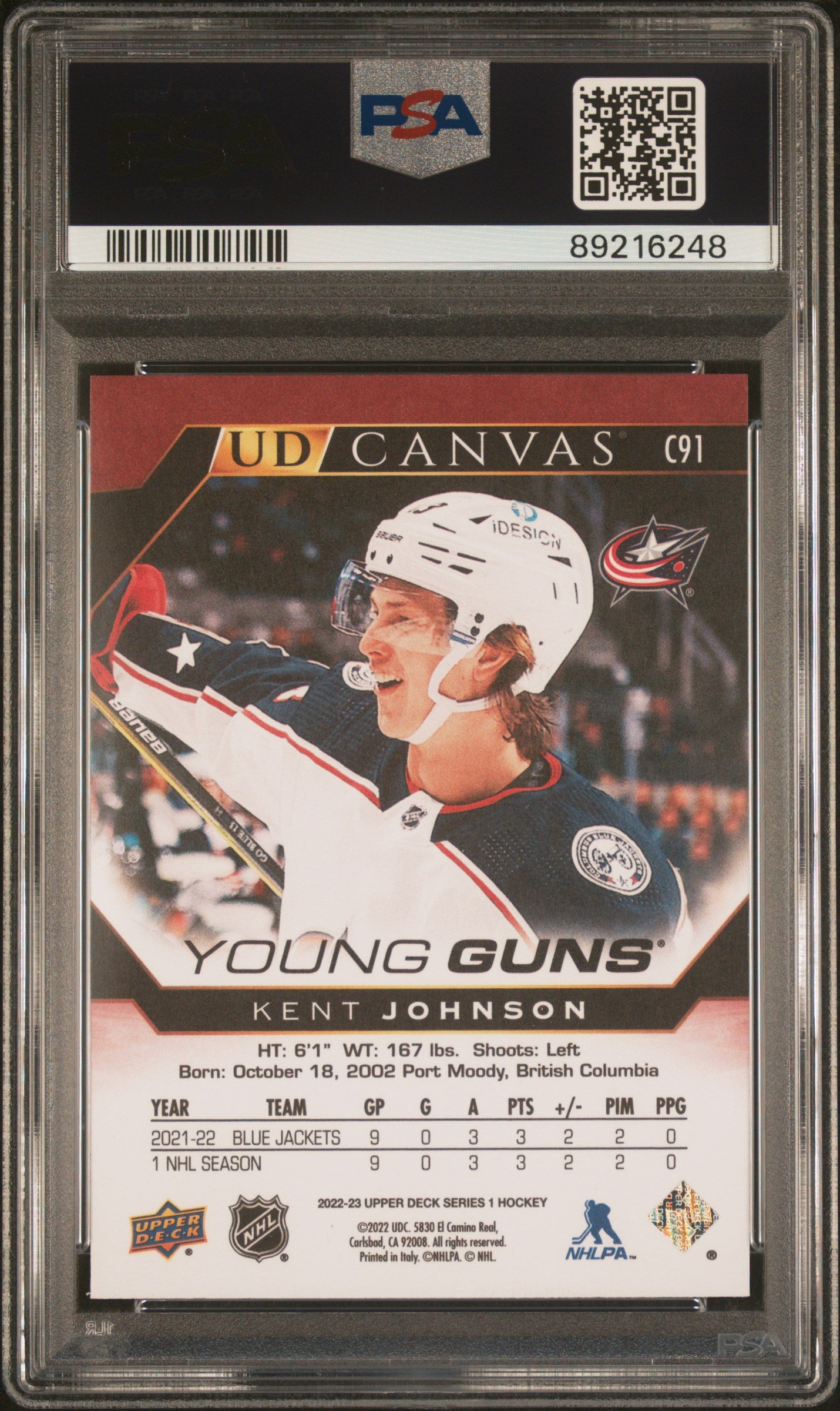 2022 Upper Deck Ud Canvas #C91 Kent Johnson Ud Canvas PSA 10