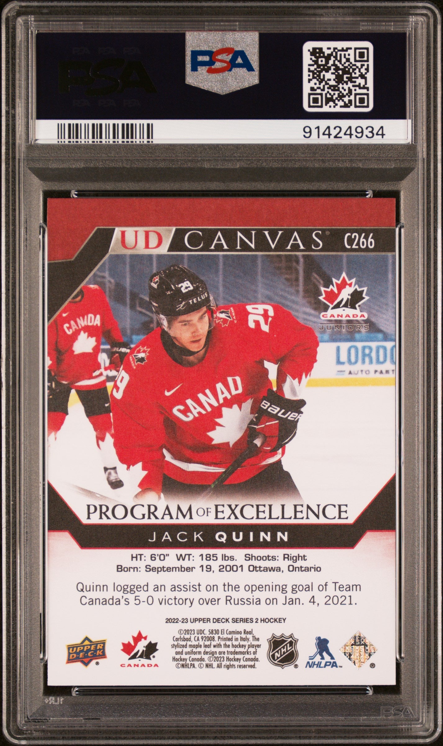 2022 Upper Deck Ud Canvas #C266 Jack Quinn Ud Canvas PSA 10