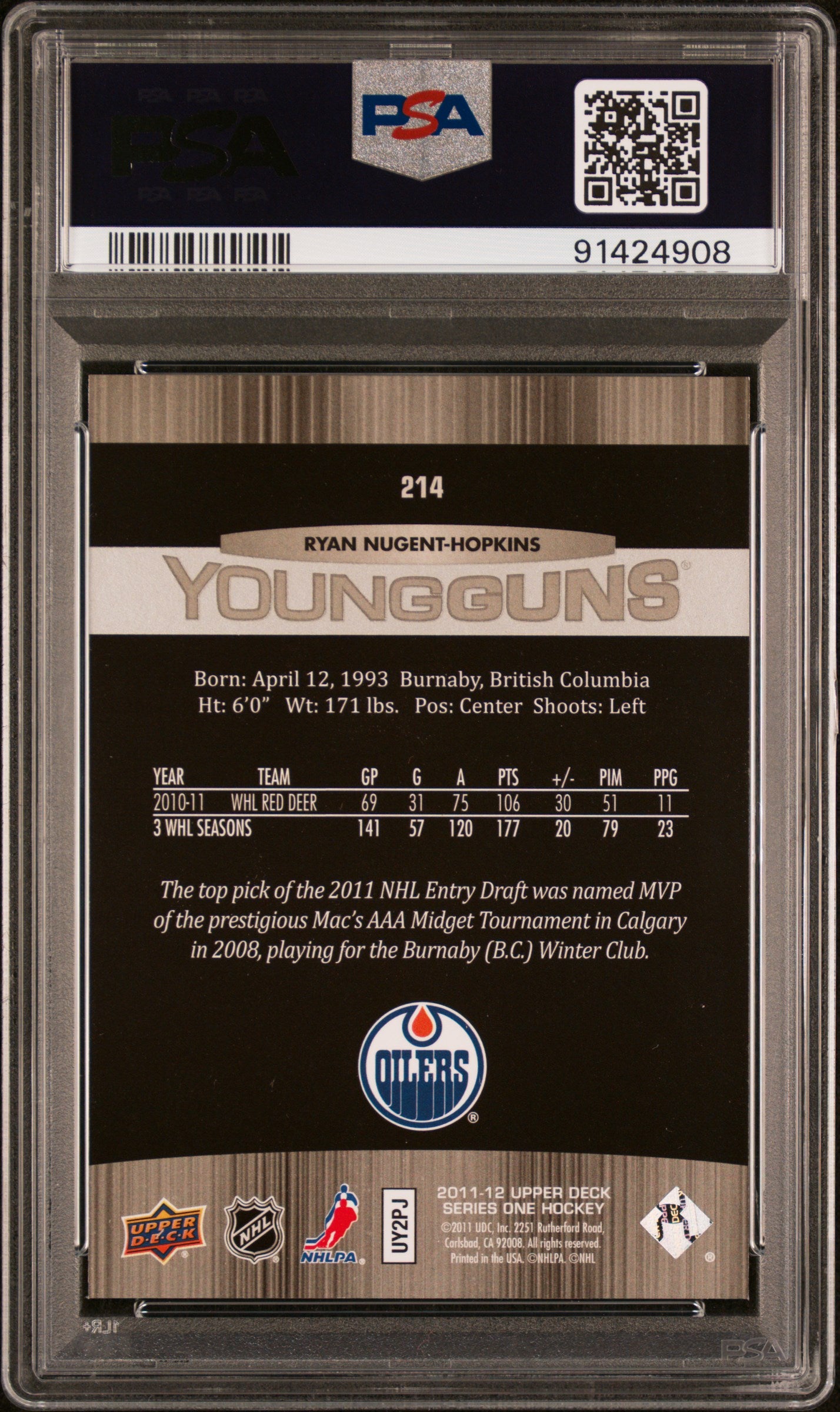 2011 Upper Deck #214 Ryan Nugent-Hopkins PSA 10