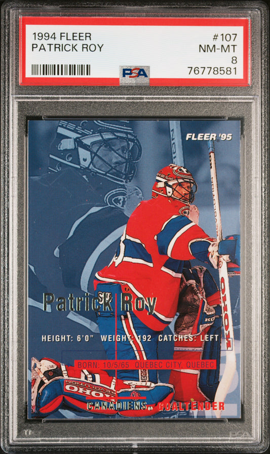 1994 Fleer #107 Patrick Roy PSA 8