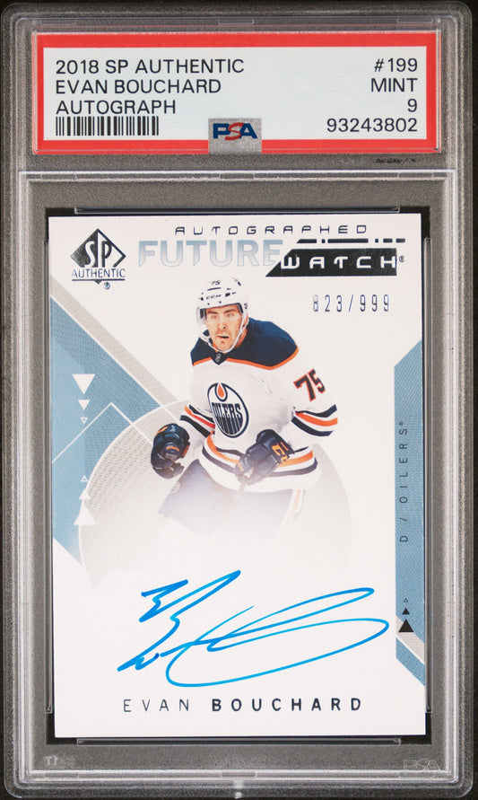 2018 Sp Authentic #199 Evan Bouchard Autograph PSA 9