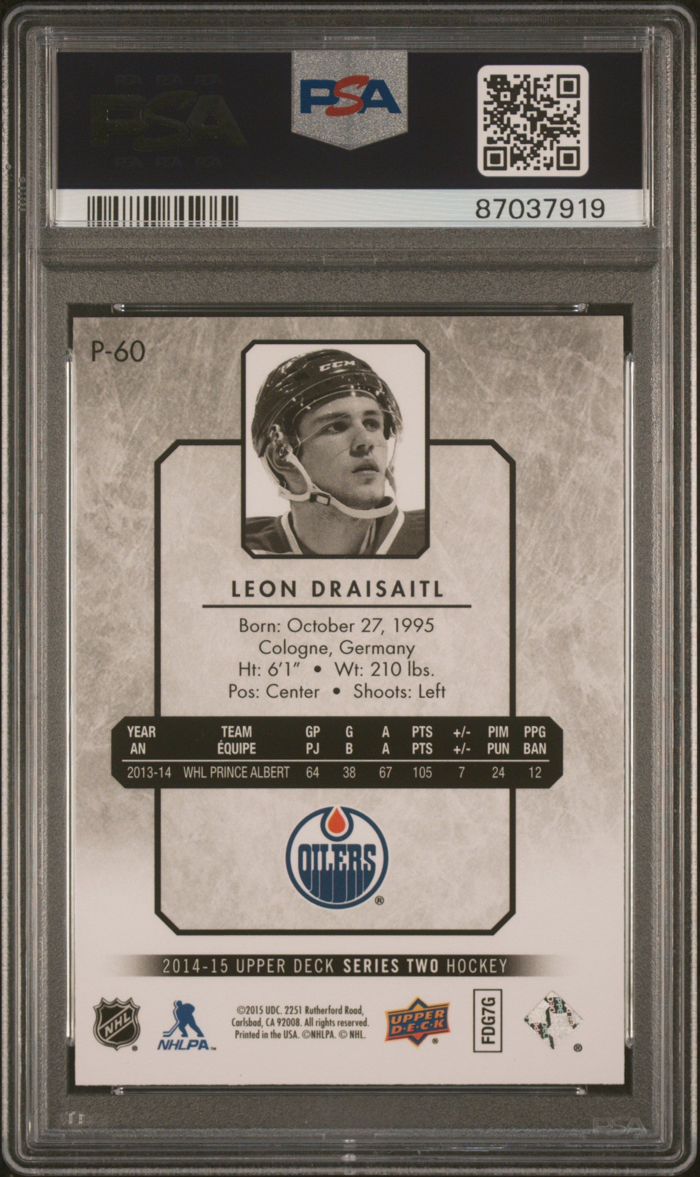 2014 Upper Deck Ud Portraits #P-60 Leon Draisaitl Ud Portraits PSA 8