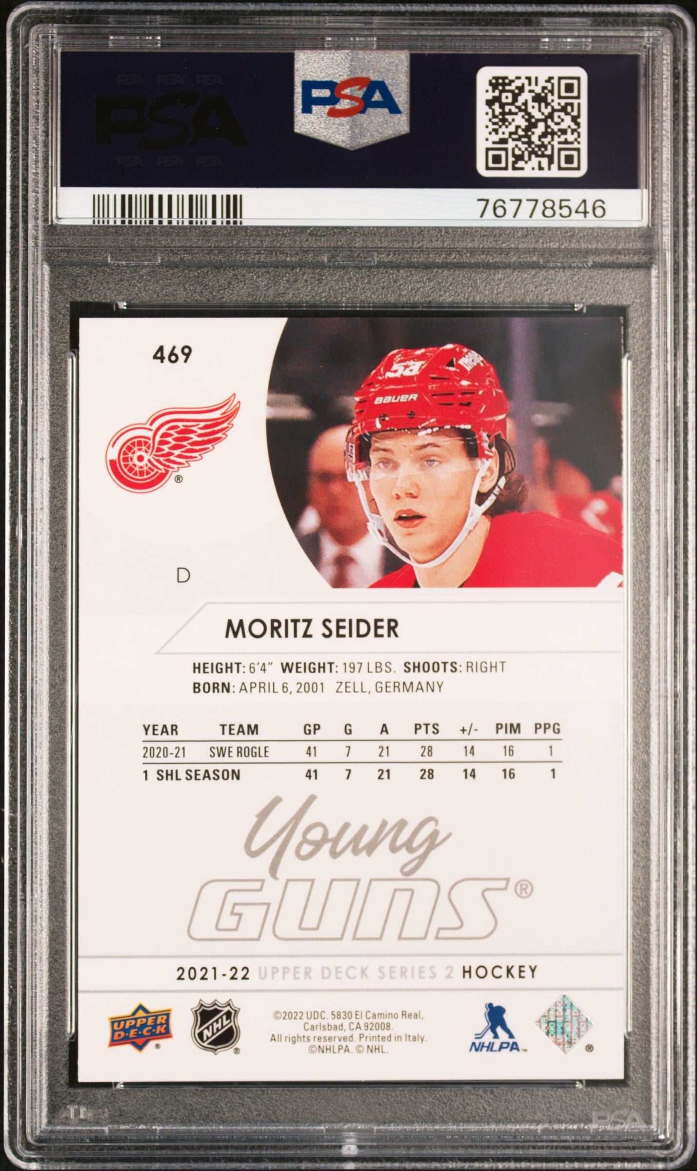 2021-2022 Upper Deck #469 Moritz Seider PSA 9