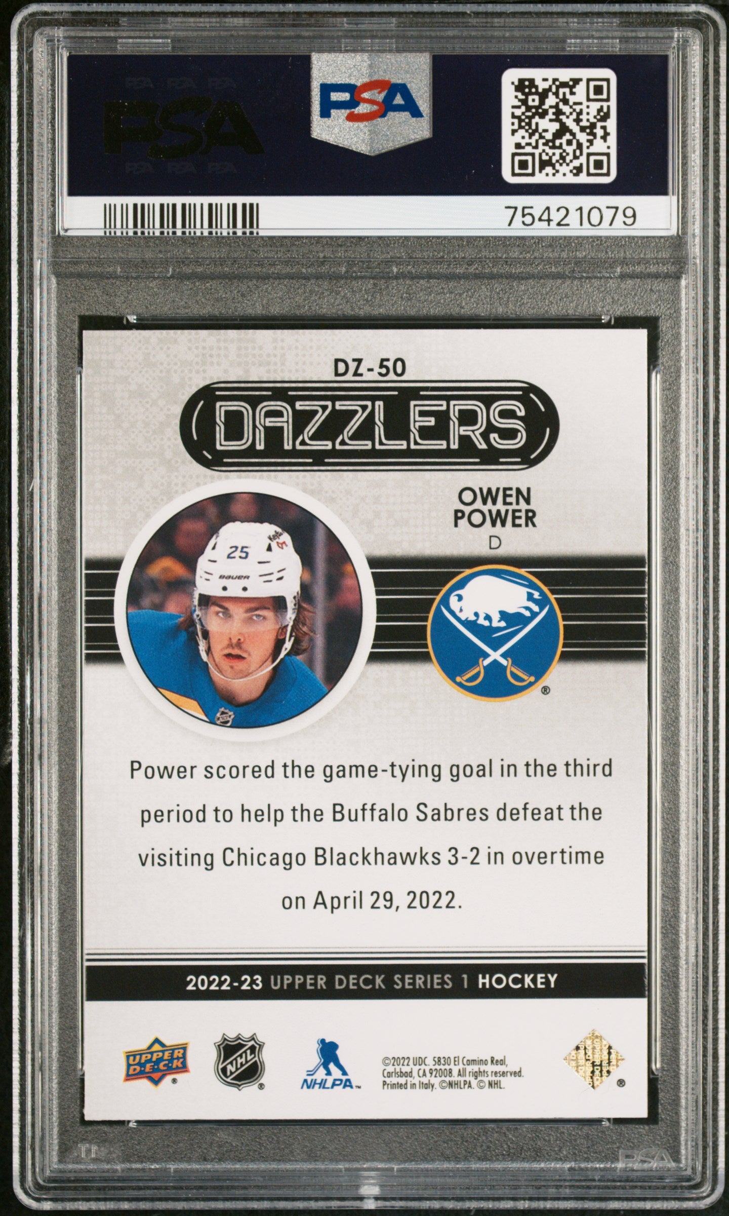 2022 Upper Deck Dazzlers #DZ50 Owen Power Dazzlers-Green PSA 9