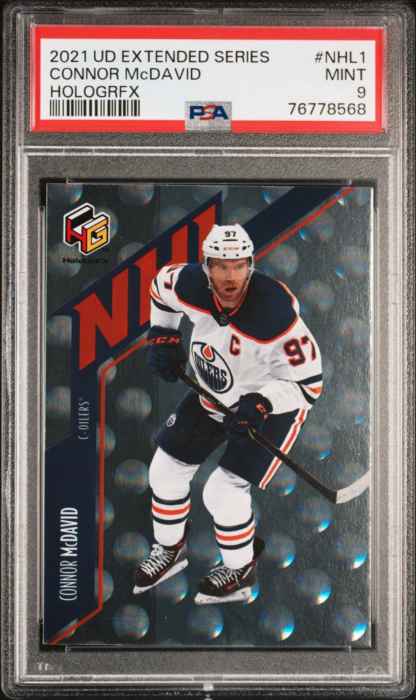 2021 Upper Deck Extended Series Hologrfx #NHL1 Connor Mcdavid Hologrfx PSA 9