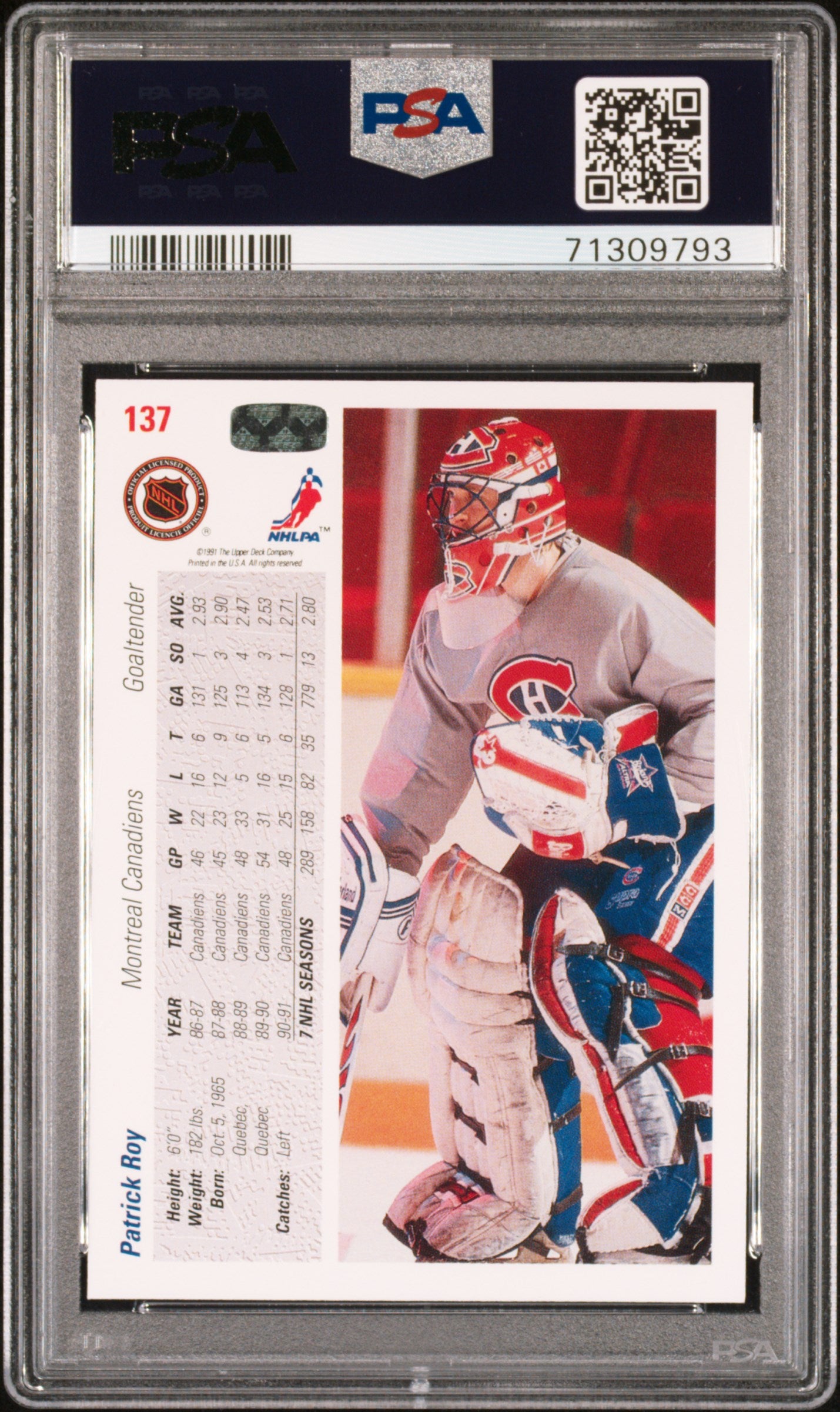 1991 Upper Deck #137 Patrick Roy PSA 9