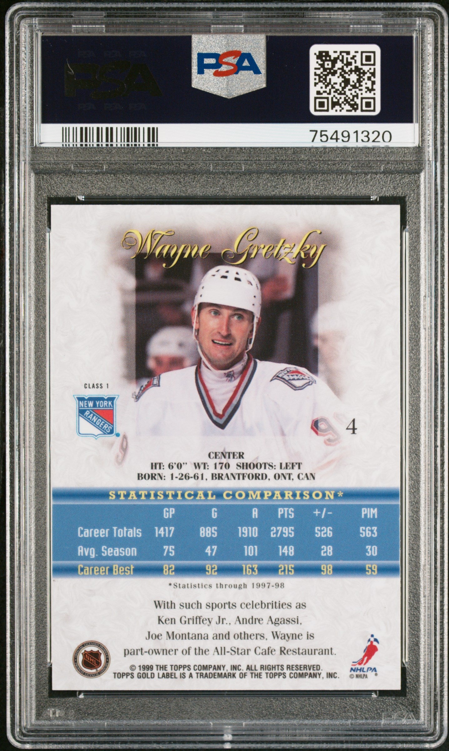 1998 Topps Gold Label Class 1 #4 Wayne Gretzky Class 1-Gold Label PSA 9