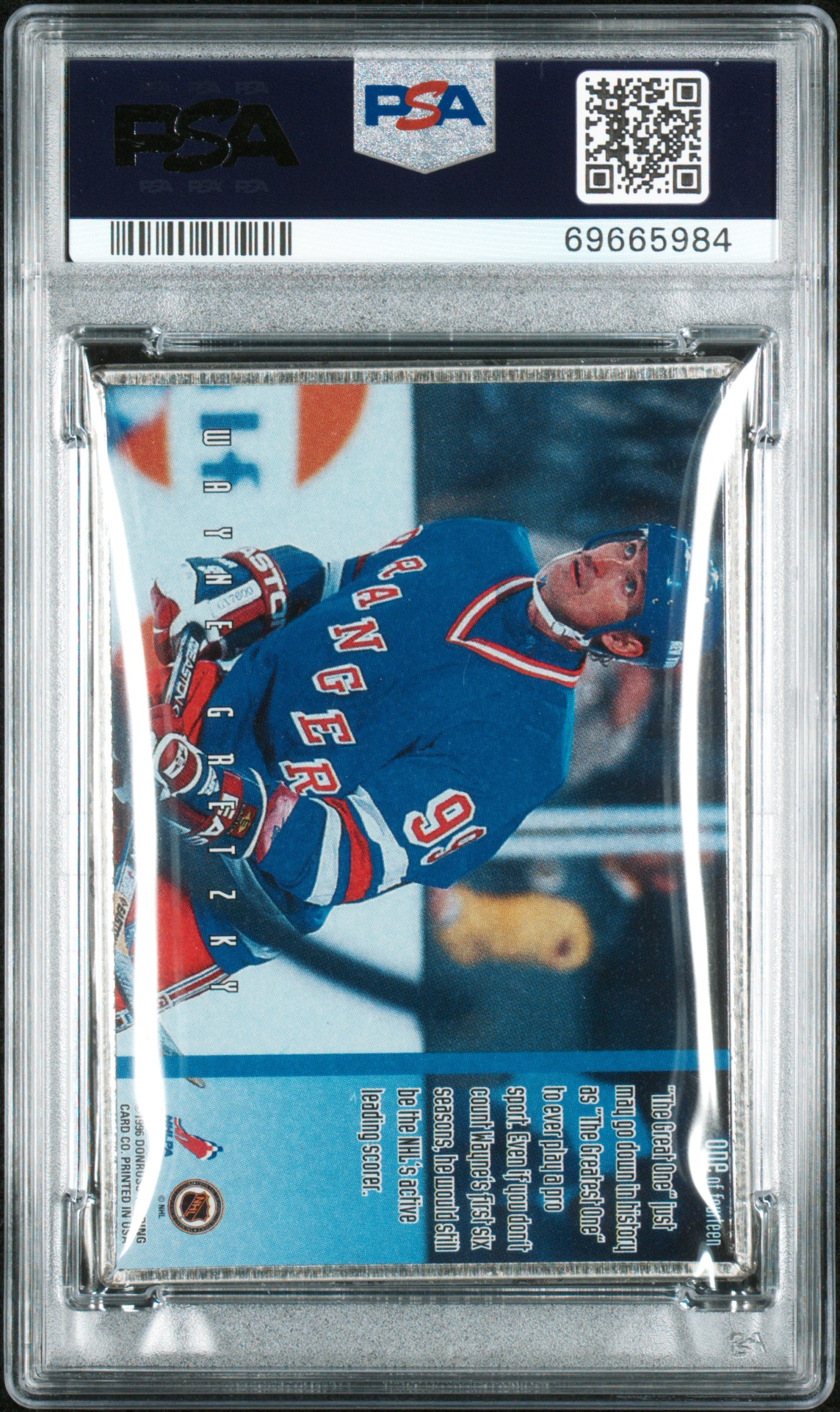 1996 Leaf Preferred Vanity Plates #1 Wayne Gretzky Vanity Plates-W/Coating PSA 8