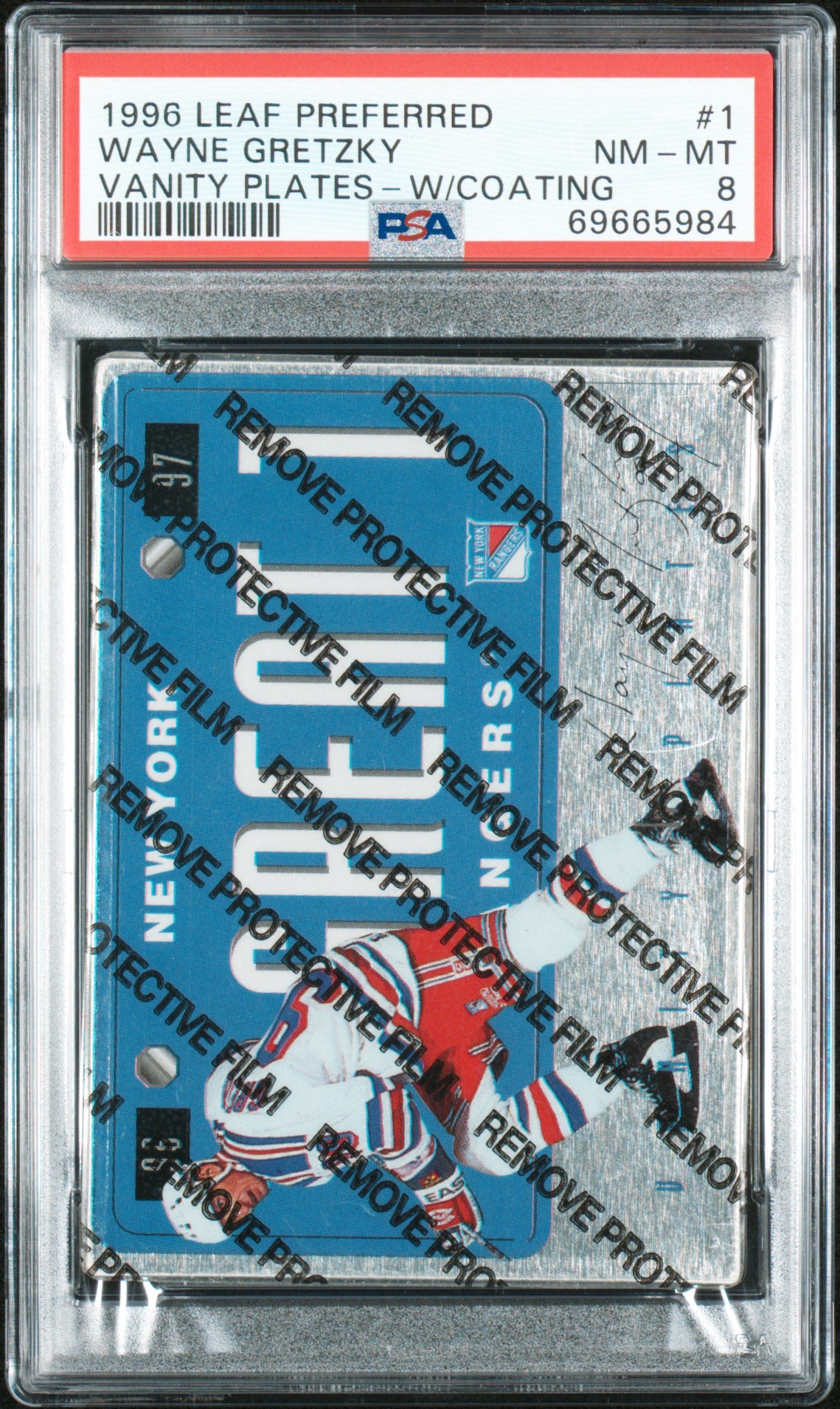 1996 Leaf Preferred Vanity Plates #1 Wayne Gretzky Vanity Plates-W/Coating PSA 8