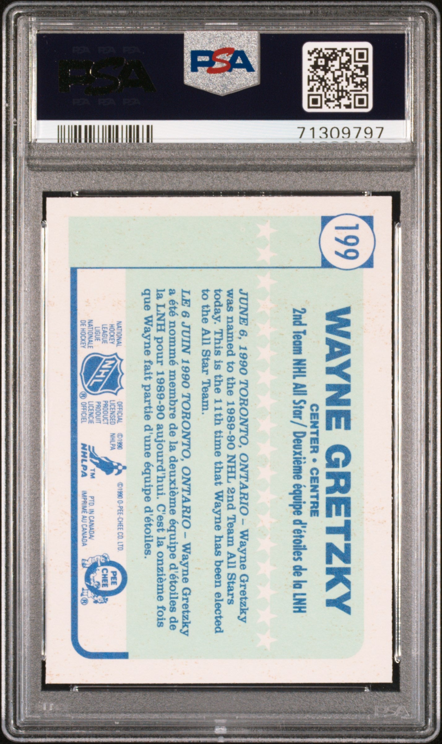 1990 O-Pee-Chee #199 Wayne Gretzky PSA 8