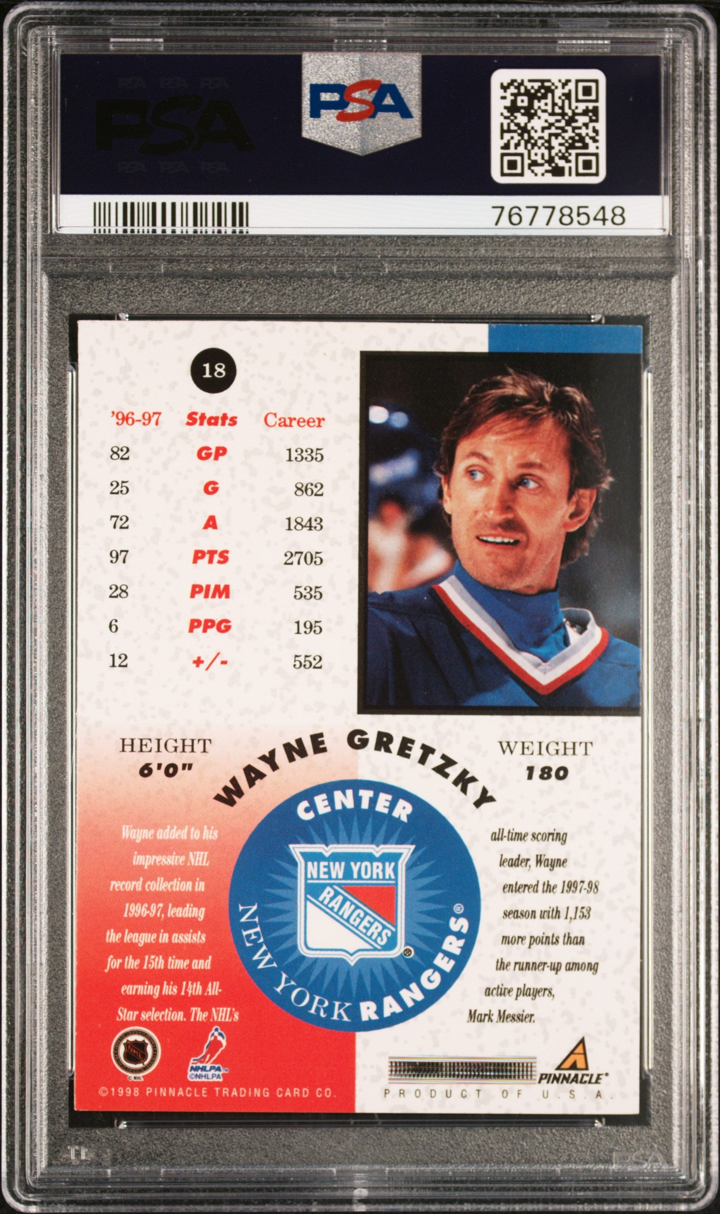 1997 Pinnacle Mint #18 Wayne Gretzky Bronze PSA 7