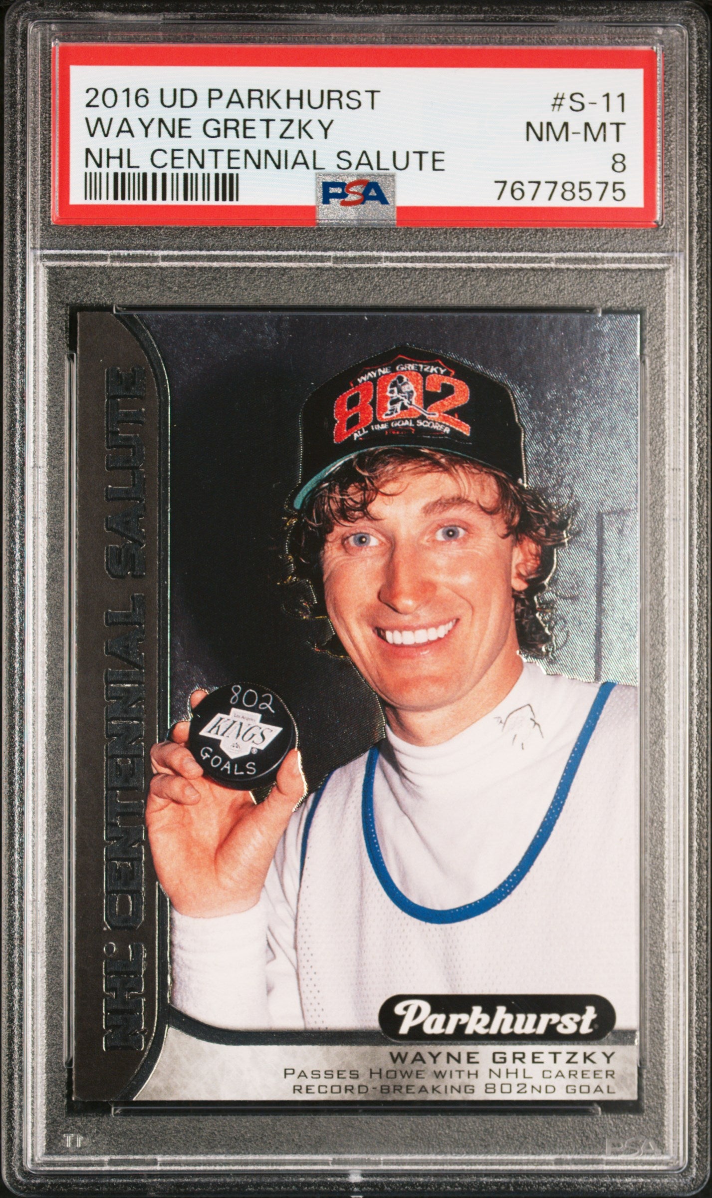 2016 Upper Deck Parkhurst Nhl Centennial Salute #S-11 Wayne Gretzky Nhl Centennial Salute PSA 8