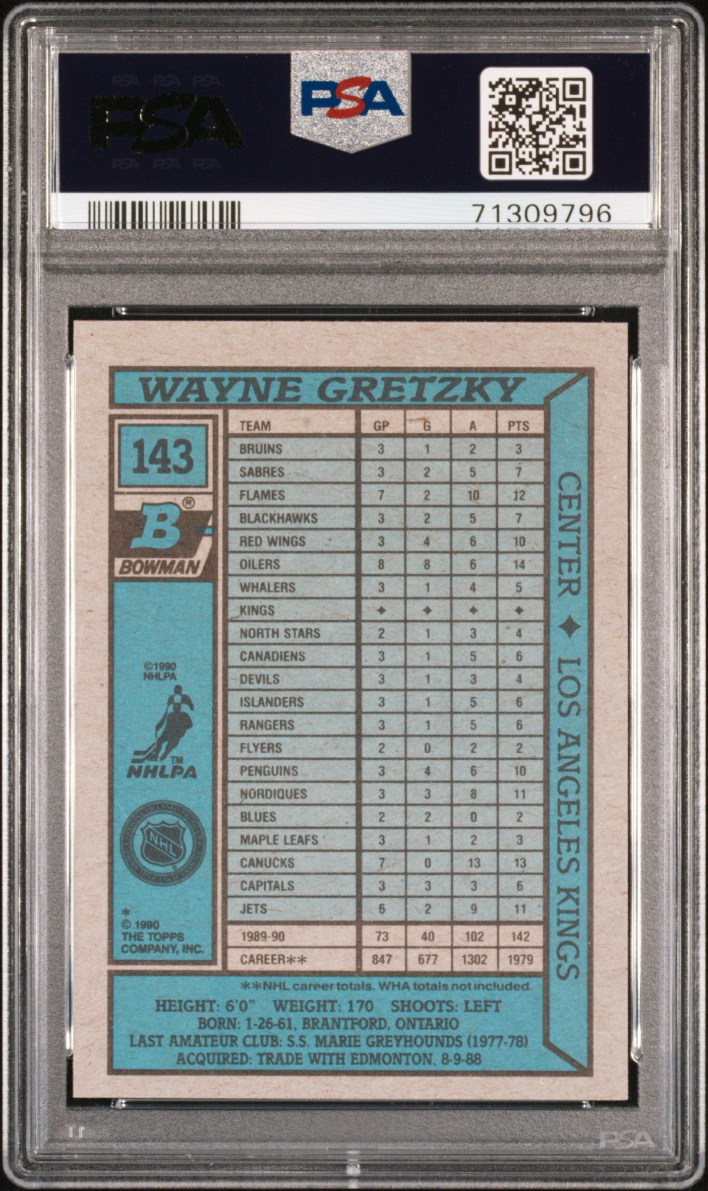 1990 Bowman #143 Wayne Gretzky PSA 9