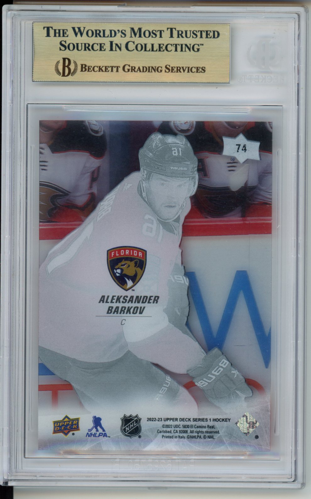 2022-23 Upper Deck Clear Cut Parallel #74 Aleksander Barkov BGS 9.5