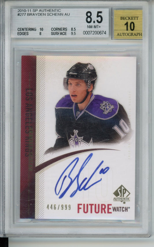 2010-11 SP Authentic #277 Brayden Schenn AU RC BGS 8.5 Auto 10